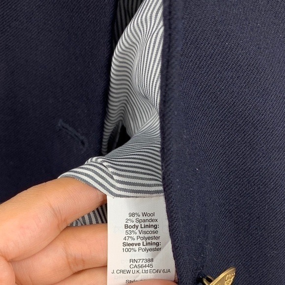 J. CREW school boy Blazer in Italian Stretch Wool Navy and Gold Button Details - Picture 3 of 13